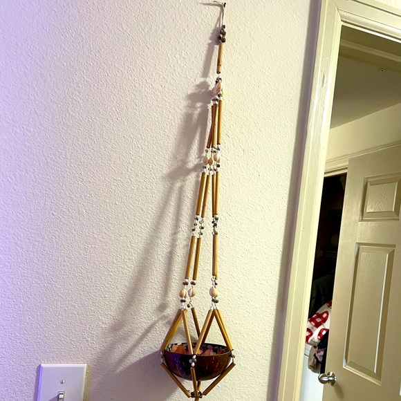 Seashell Bamboo Hanging Plant Holder Macrame Shell Braided Pot Hanger Boho - Picture 9 of 11